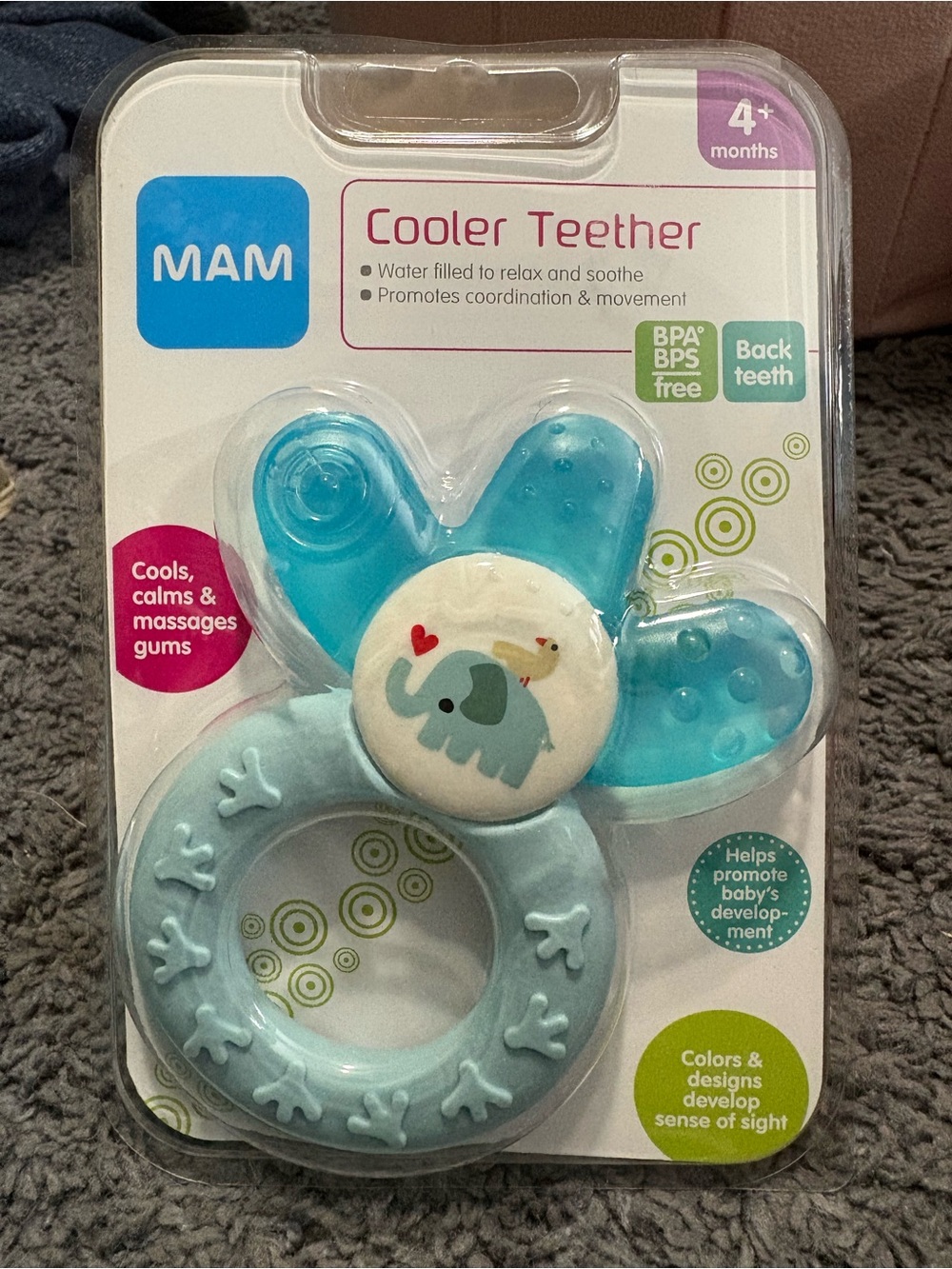 NWT Mam Blue Cooler Teether - for ages 4+ months